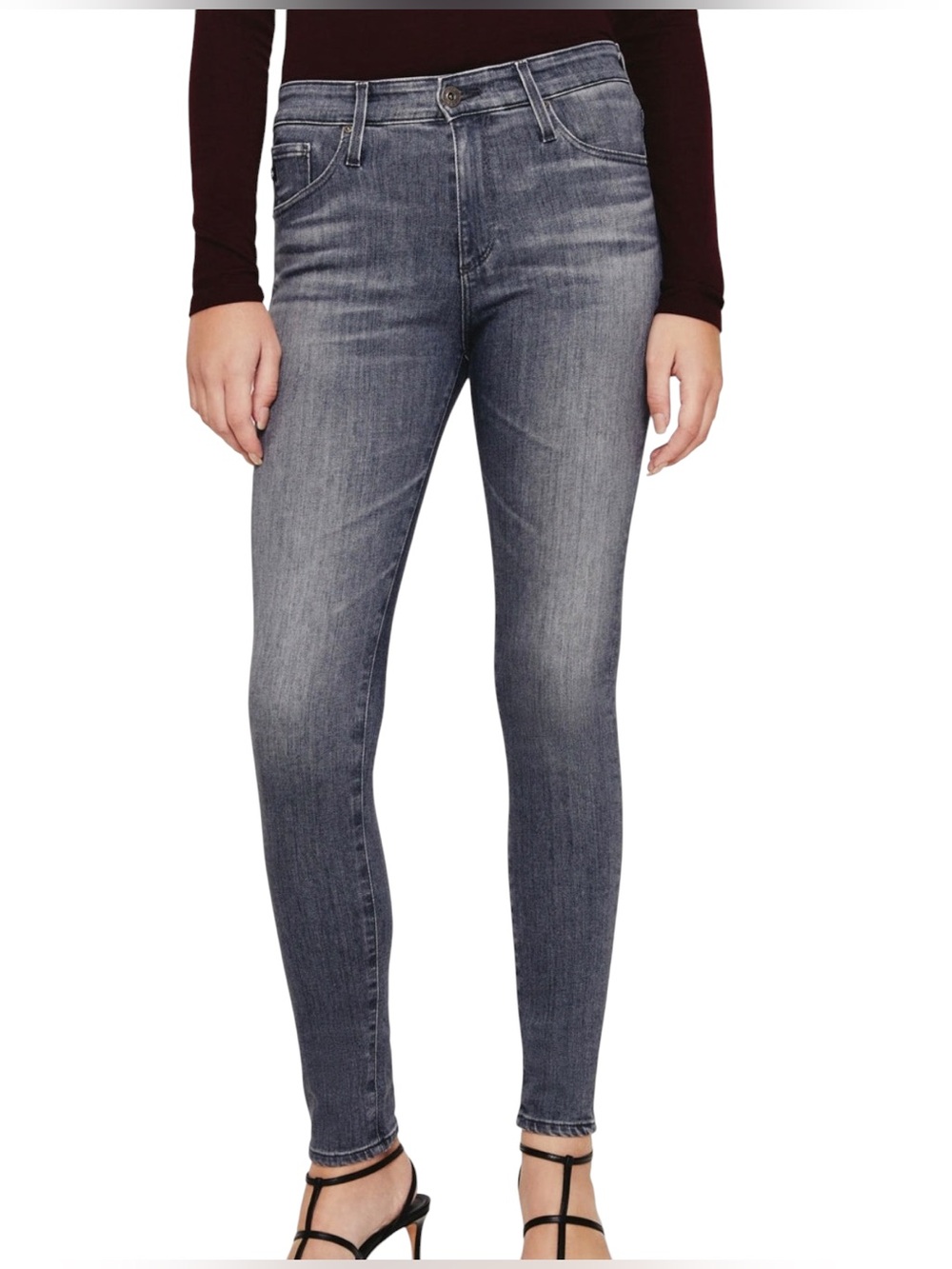 AG Farrah High Rise Skinny Jeans Metro Gray Wash Size 28R - Picture 2 of 13